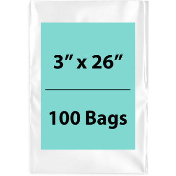 3X26 inches Clear Flat Poly Bags 4Mil Open Top (LDPE)